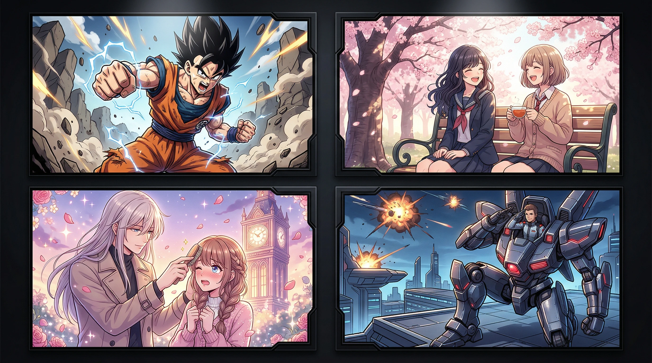 HappyHorse anime prompts collection featuring AI-generated anime video templates by style