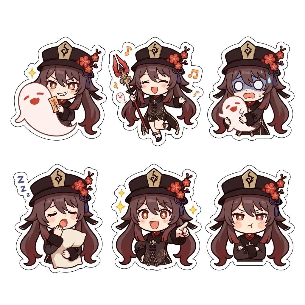 Pegatinas chibi de Hu Tao